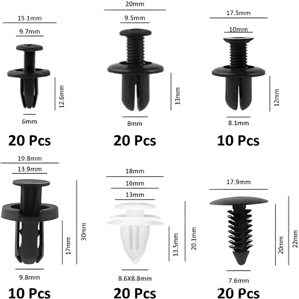 Hot Selling 100PCS Auto Fastener Clips Kit - Multi-Size Clips for Car Fender, Bumper, Door Trim & Panel Retainers