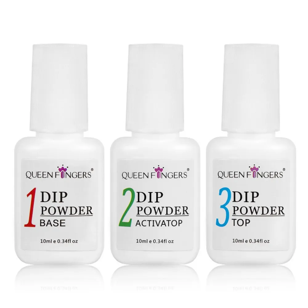 10ML Dipping Powder System Essential Set with Base Coat/Top Coat/Activator/Brush Saver Manicure Gel Polish No Nail Lamp Needed