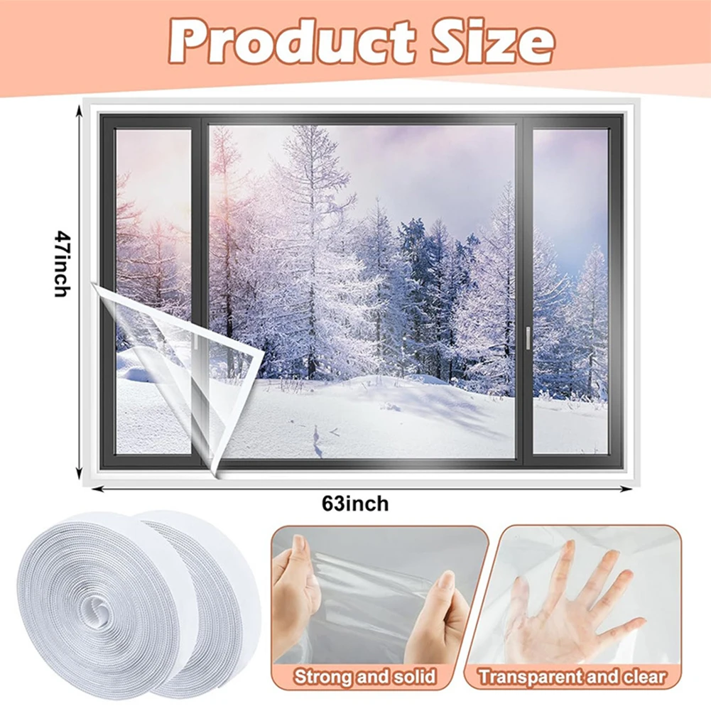 

Window Insulation Film Winter Attic Insulation Sticker Indoor Windproof Warm Self-Adhesive Film Clear Soft Glass Heat Film