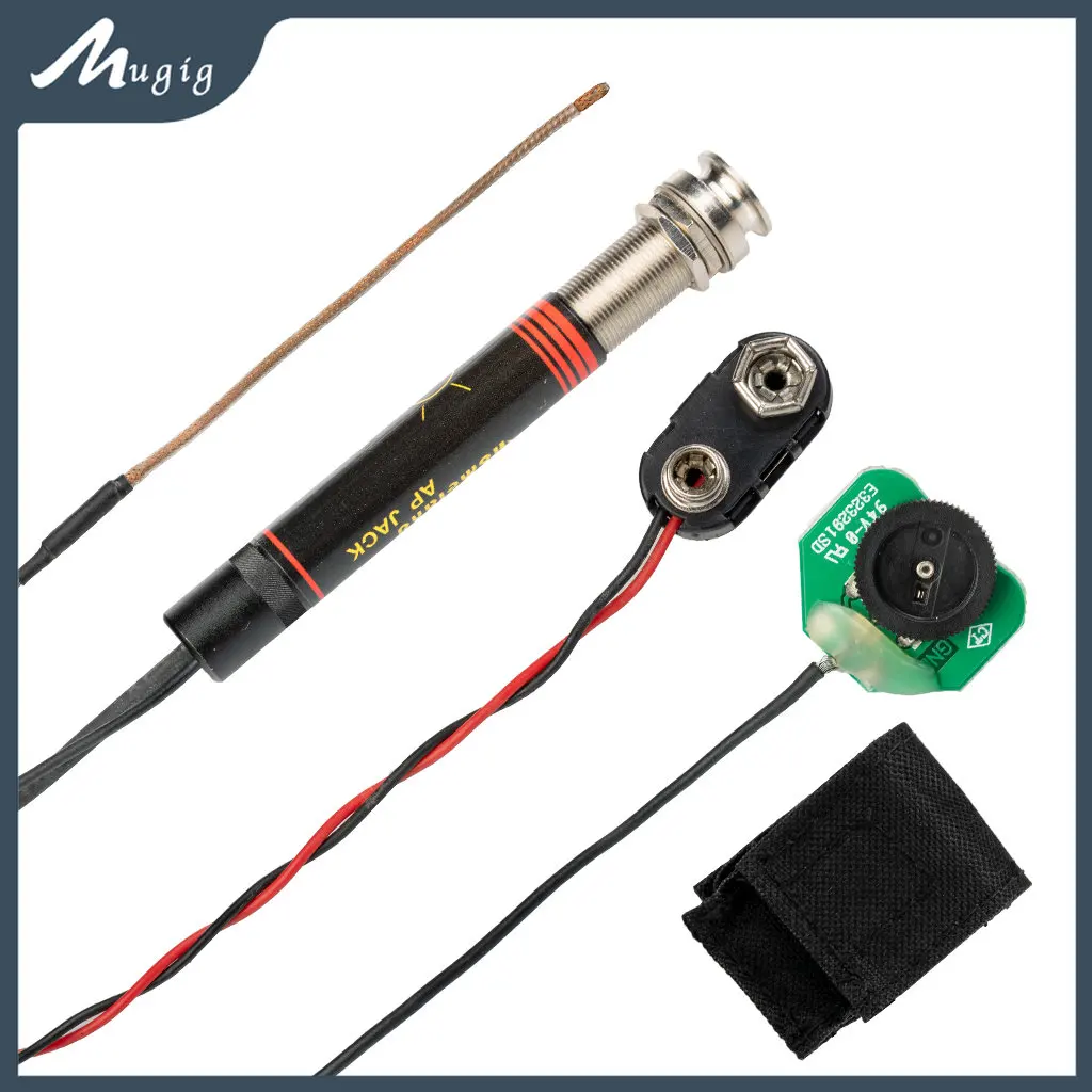 Mugig Acoustic Guitar pickup Active Dual sensor system Chrome Output Preamp Piezo Pickup For Acoustic Guitar цена и фото