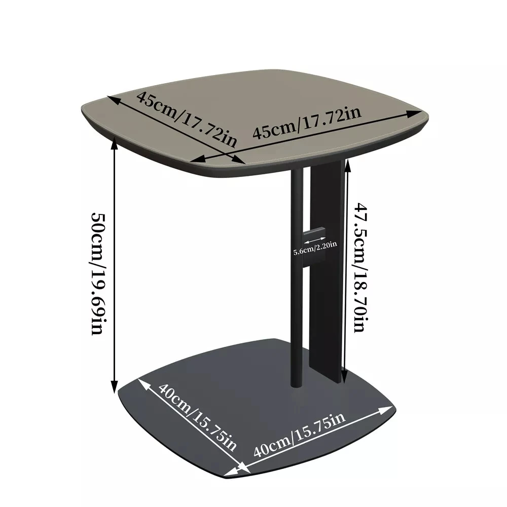 Wisfor Luxury C Table End Table Saddle Leather Top with Metal Leg, Couch Tables C Shaped Side Table for Bedroom Living Room — view 5