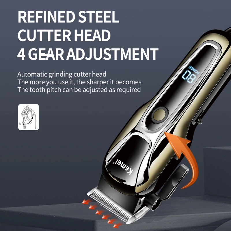 Professional Cordless Men Hair Trimmer Kemei KM-PG1990A Portable Rechargeable Electric Hair Clipper Cutter