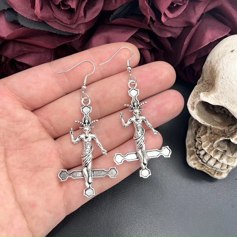 Satanic jewelry Satanic Cross Earrings
