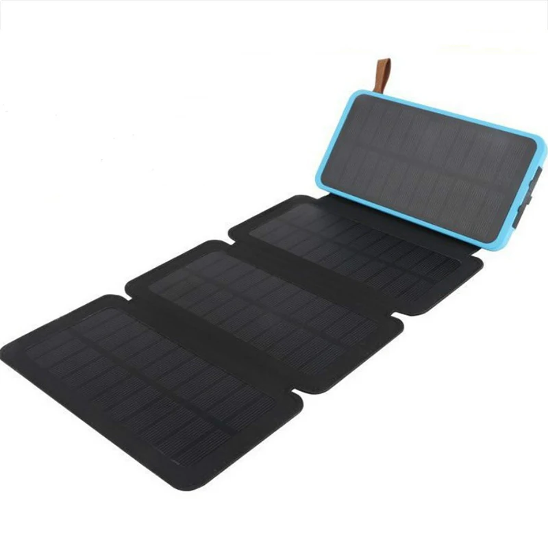 Folding Solar Power Bank With 4 Panels Fast External Charger_voghion.com