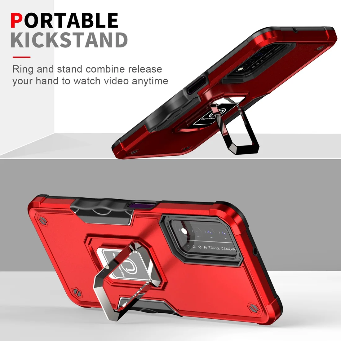 Phone case Magnetic case Phone protector cover Revvl V+ 5G Phone Cover Metal Ring Magnetic Kickstand Shockproof Case for T-Mobile Revvl V+ 5G