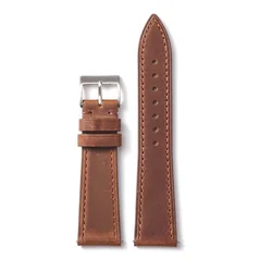 Elegant Quick Release Vintage Watch Strap - Black/Brown Leather with Stainless Steel Buckle - 22mm (Dark Brown)