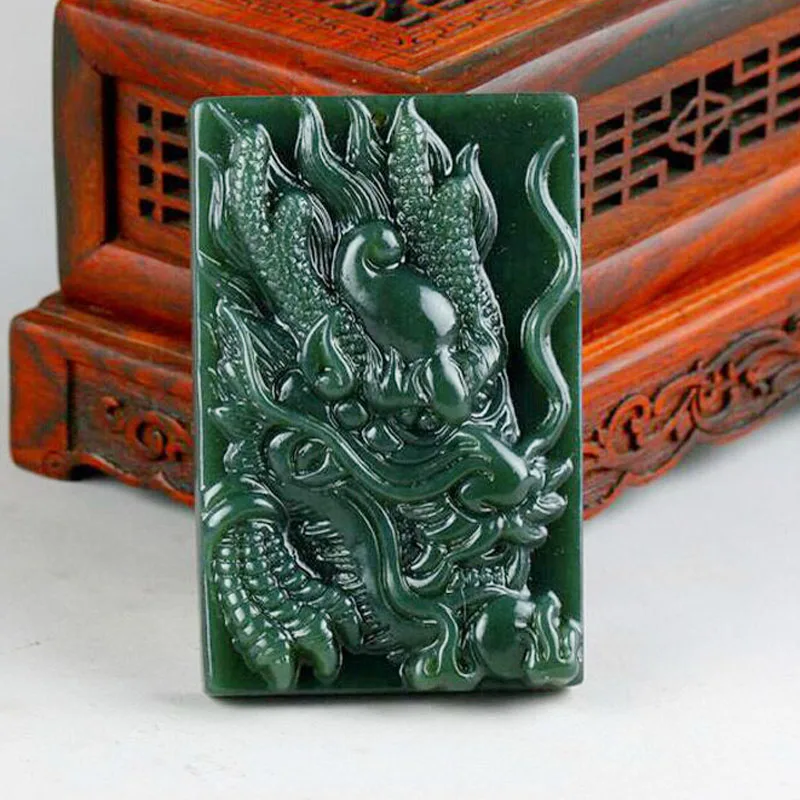 

Boutique Hetian Jade Carving Dragon Pendant Men's Dominant Green Jade Necklace Pendant Jewelry Gift