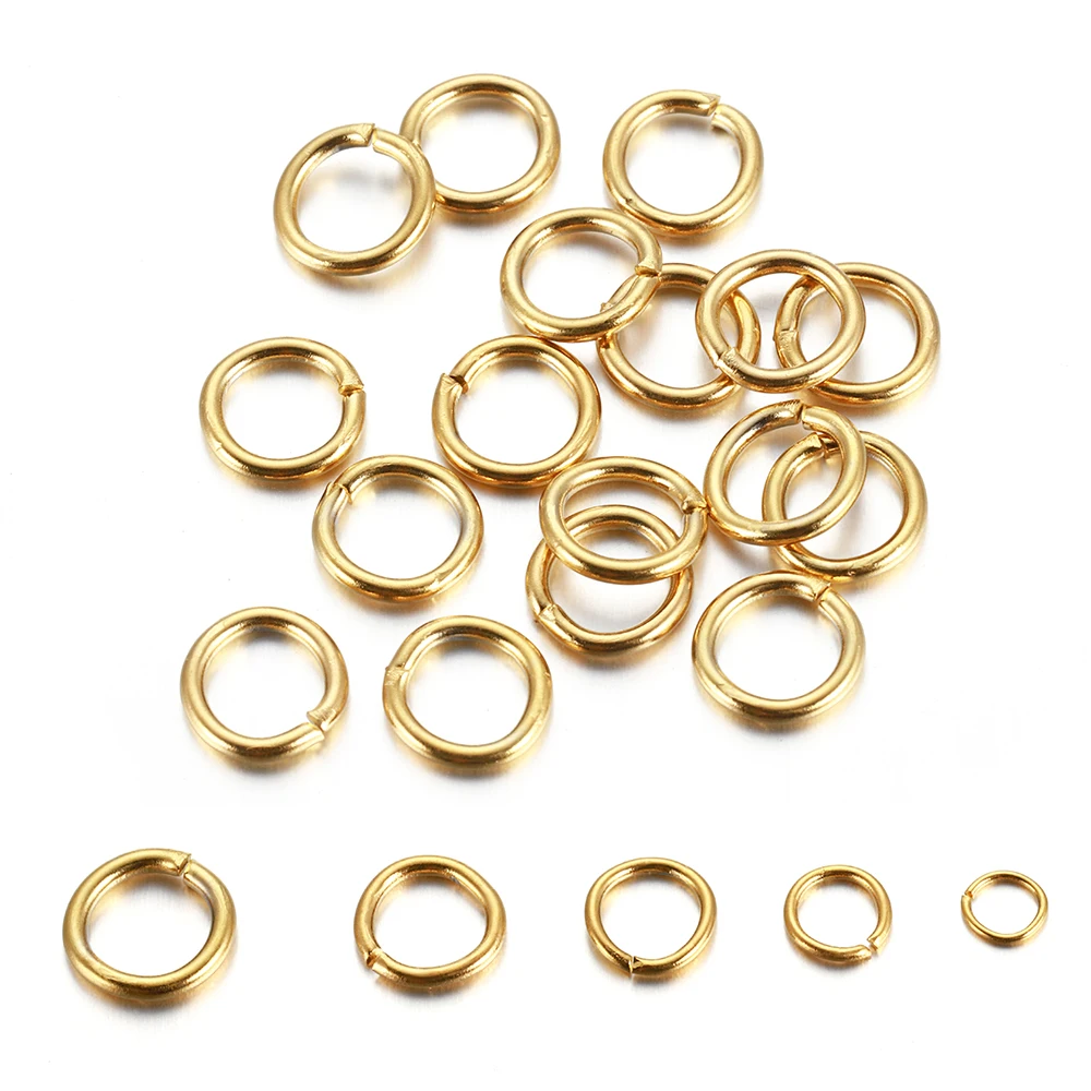 

100/300Pcs Stainless Steel Gold Color Open Jump Rings 4 5 6 7 8mm Split Ring Connectors for DIY Necklace Jewelry Making Findings