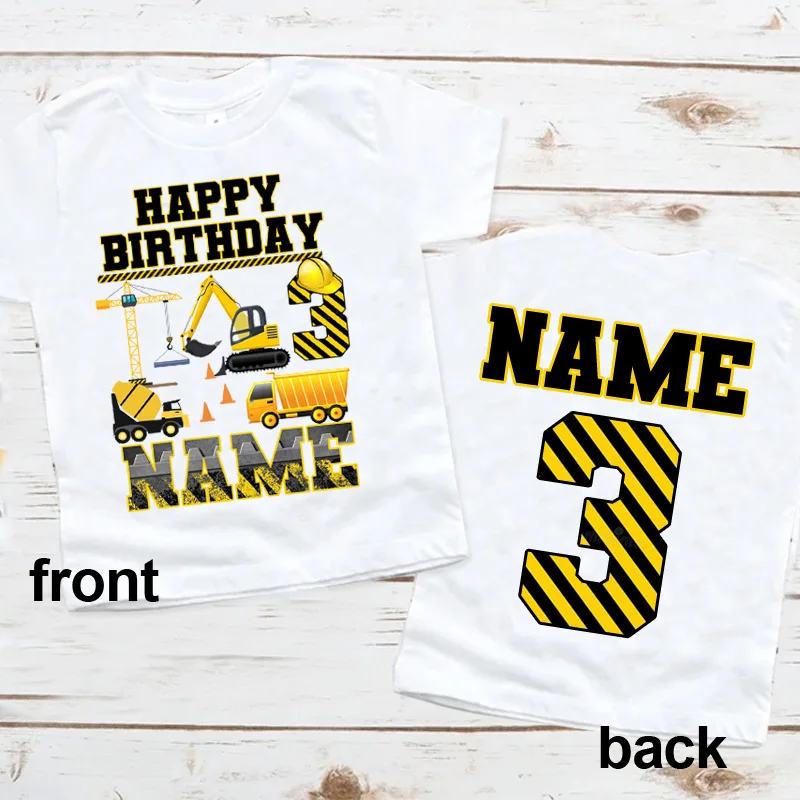 

Construction Birthday Party T Shirt Personalized Toddler Boys Shirt Kids Dump Truck Birthday Shirt Custom Name Baby Tops Outfits