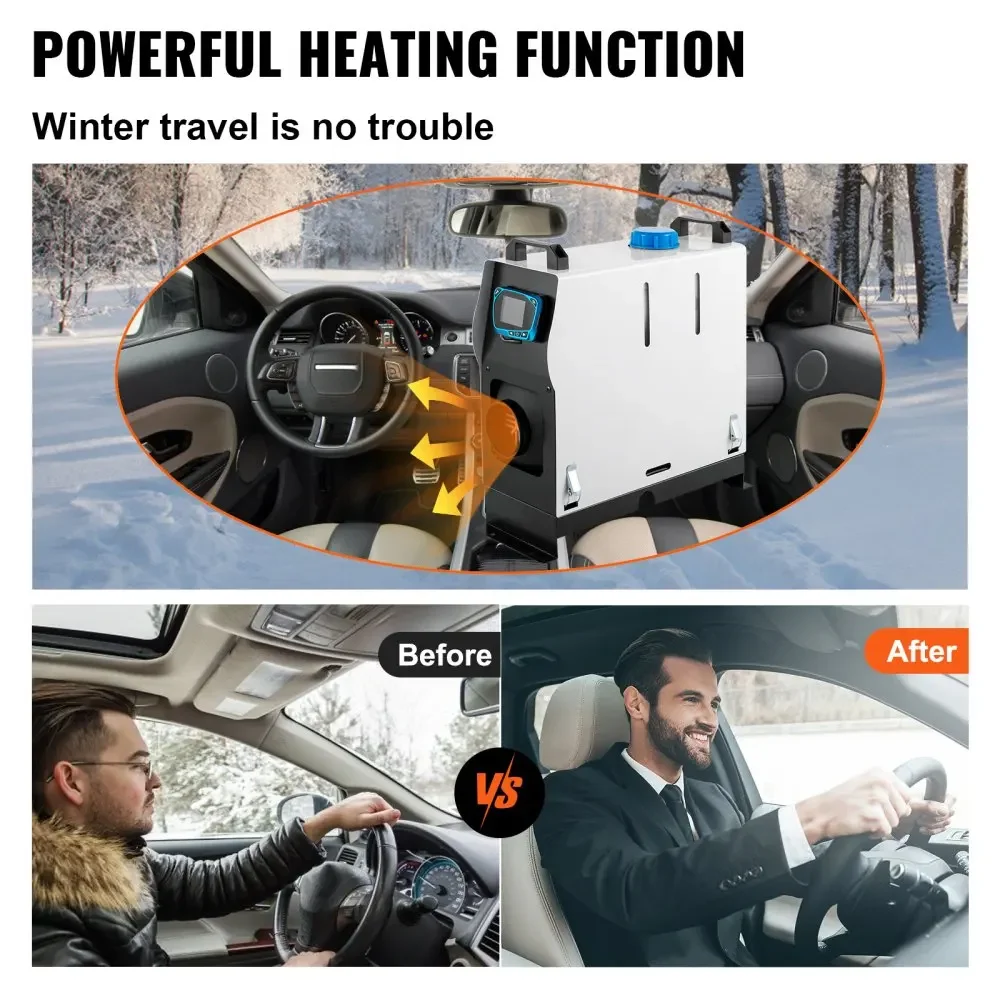 VEVOR Diesel Air Heater All in 1 8KW Parking Heater 12V Truck One Air Outlet, with Red LCD Switch