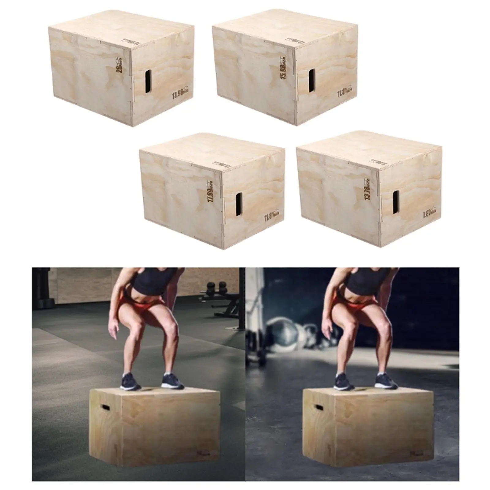 Wooden Plyo Box Exercise Equipment Multipurpose Plyometric Jump Box for Squats Home Gym Conditioning Strength Training Lunges
