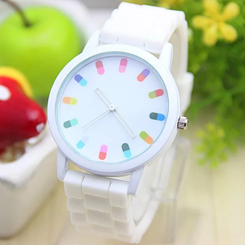 

Women for Watches Fashion White Green Silicone Jelly Student Clocks Casual Luxury Girl Watch Zegarek Damski Reloj Mujer часы