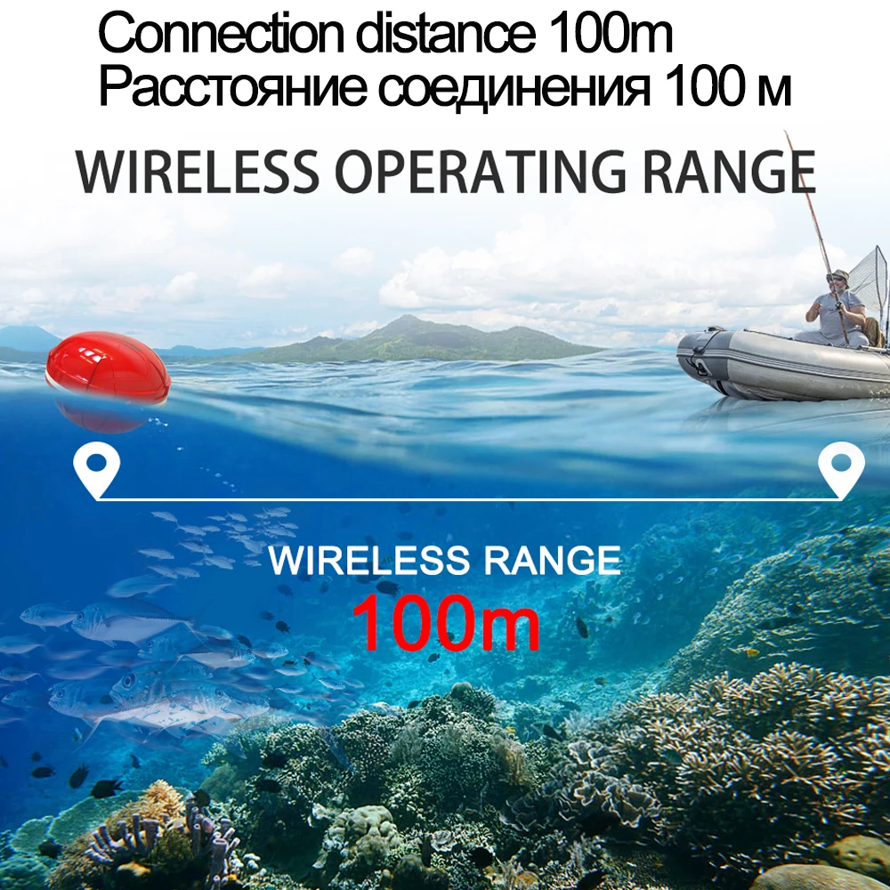 Erchang F13 Wireless Fish Finder Sounder For Fishing 60m/200ft Water Depth Fishfinder Rechargable Portable Echo-sounder fish finder