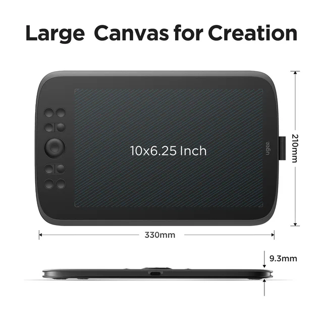 UGEE M908 Drawing Tablet 10 inch Graphics Tablet with 8 Hot Keys Scroll Wheel Drawing Pad Compatible for Windows Mac Android 2