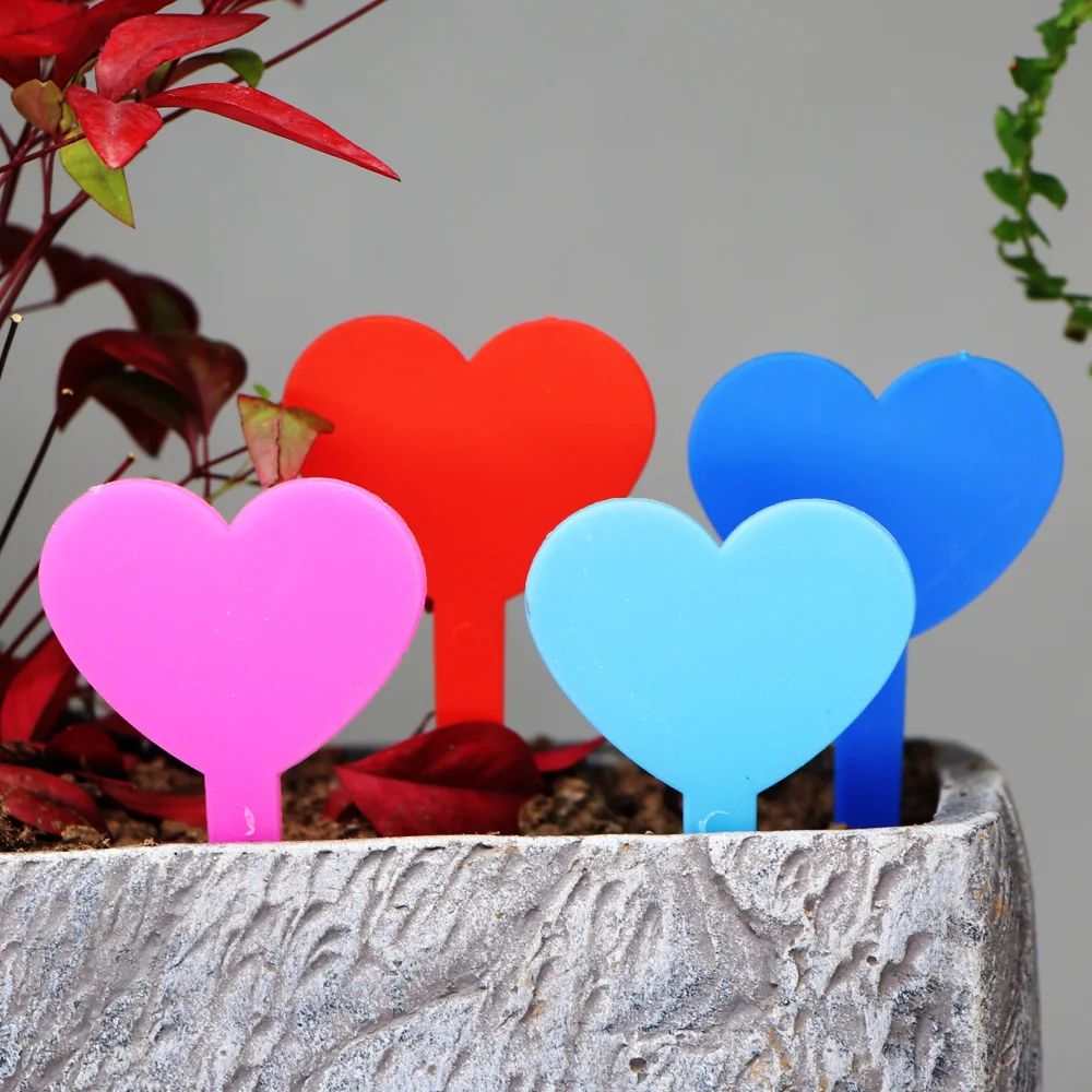 30-100PCS Garden Heart Shape Label Plastic Plant Waterproof Tag Flower Nursery Potted Anti-UV Thickened Writable Marker Stake