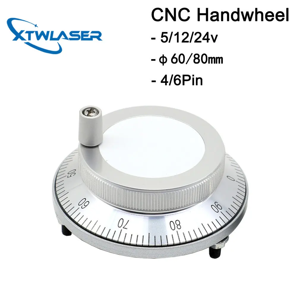 CNC Pulser Handwheel 5V 6pin Pulse 100 Manual Pulse Generator Hand Wheel CNC Machine 60mm 80mm Rotary Encoder cnc handwheel lathe milling hand wheel mpg manual control