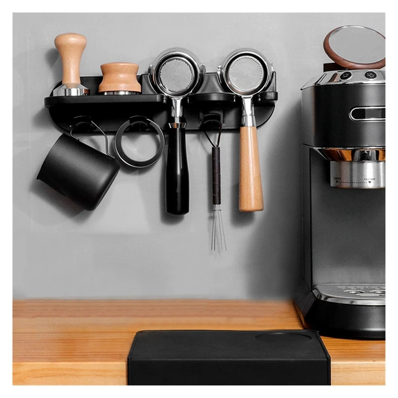

Coffee Set Portafilter Storage Wall Rack Self-Adhesive Wall Mount Espresso Coffee Filter Holder
