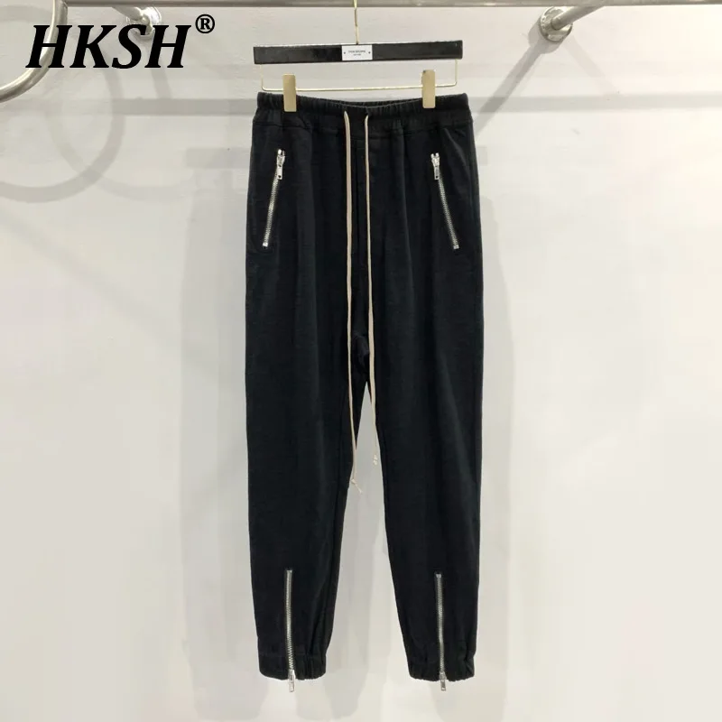 

HKSH Men's Tide Punk New Cotton Knitted RO Style High Street Dark Zipper Casual Pants Fashion Chic High Street Trousers HK1383