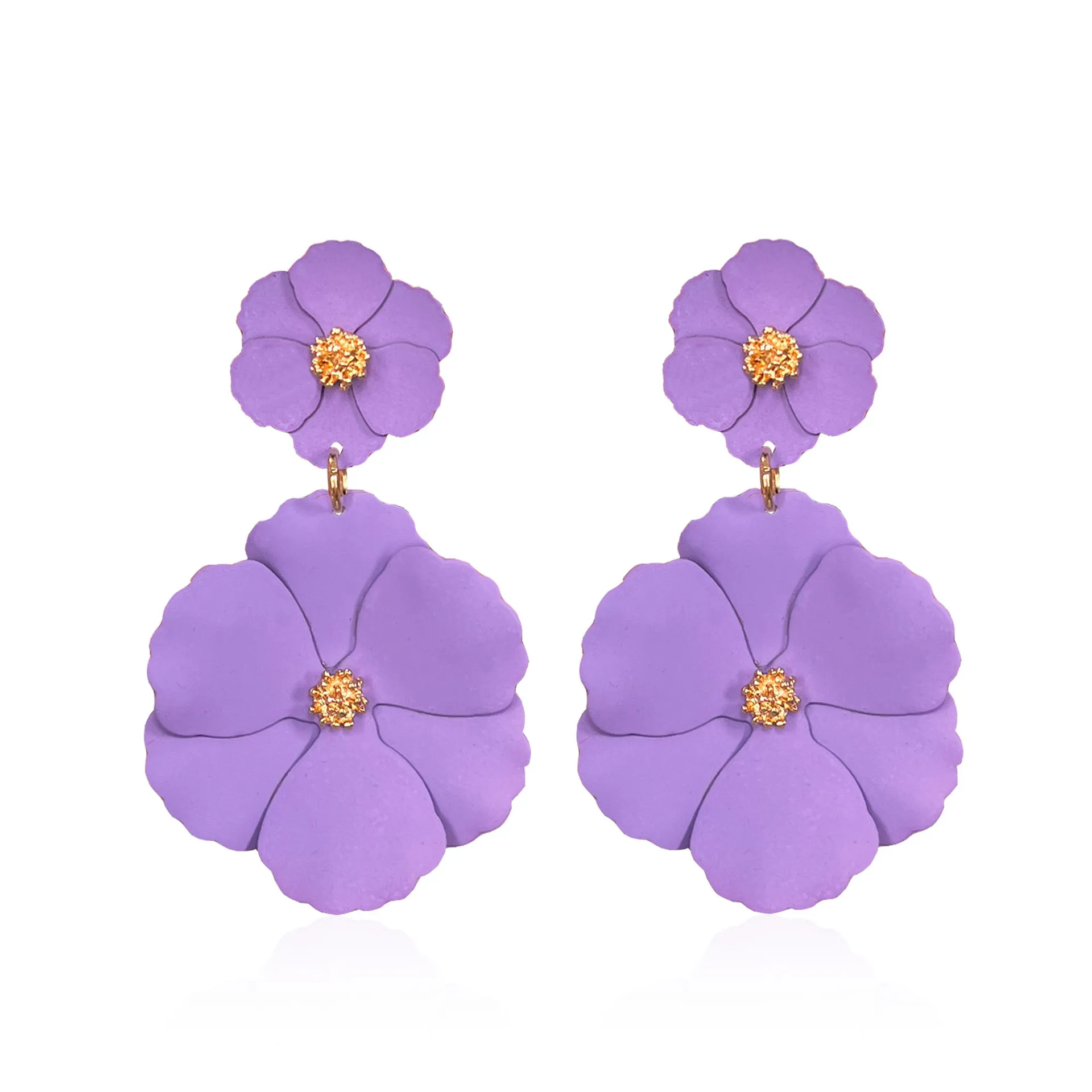 Dopamin Ohrringe Für Frauen – Große Blumenstoff-Ohrringe, Personalisiert, Auffälliges Statement-Schmuck