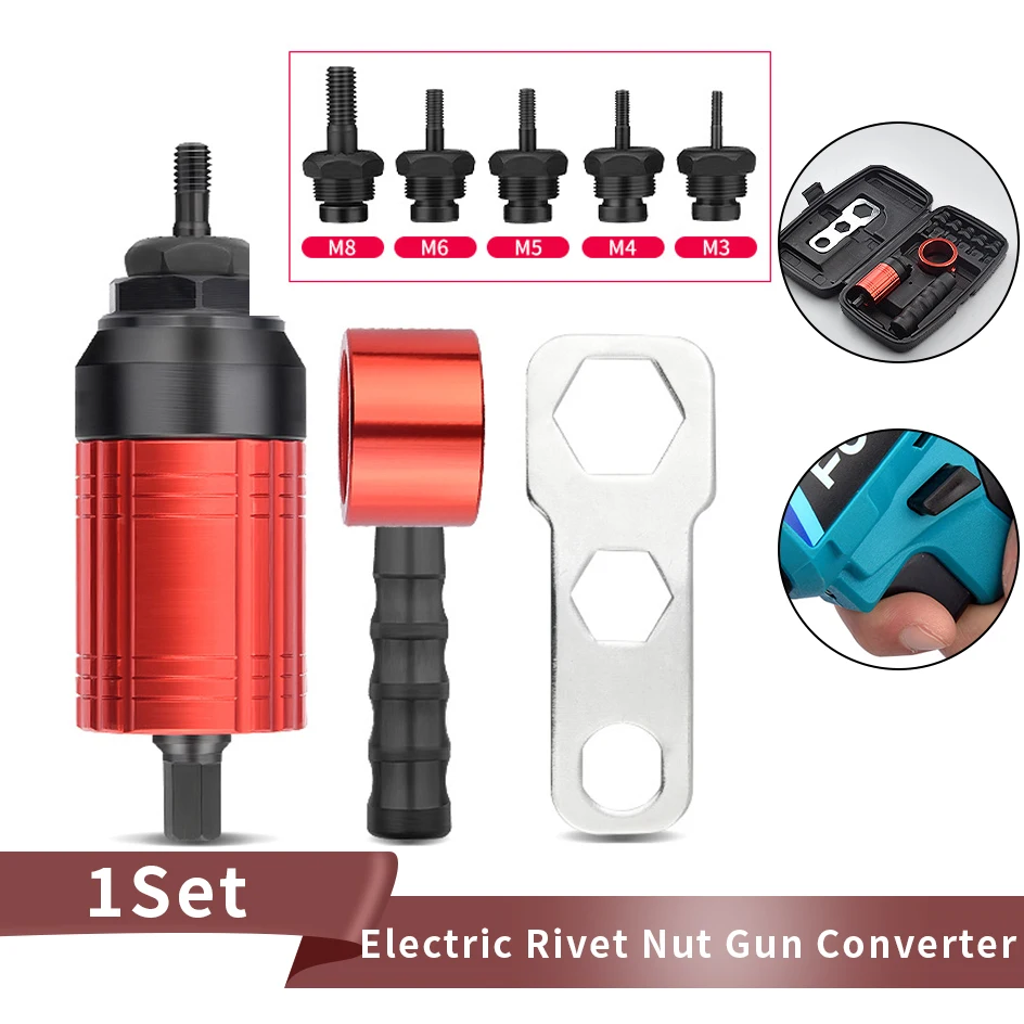 M3-M8 Electric Home Nut Riveting Machine Industrial Grade DIY Plug-in Nut Quick Riveting Tool Rivet Gun Converter