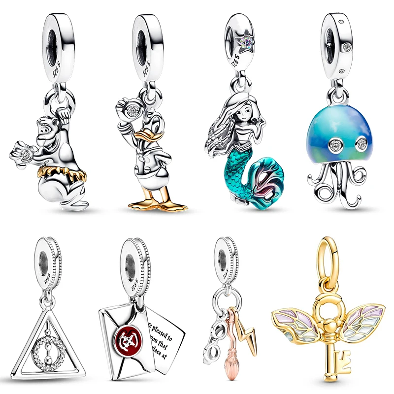 Harry Charm Beads Подходящ за оригинална гривна Pandora Women 2023 New in 925 Silver Donald Duck Pendant Bead Направи си сам бижута Луксозен подарък