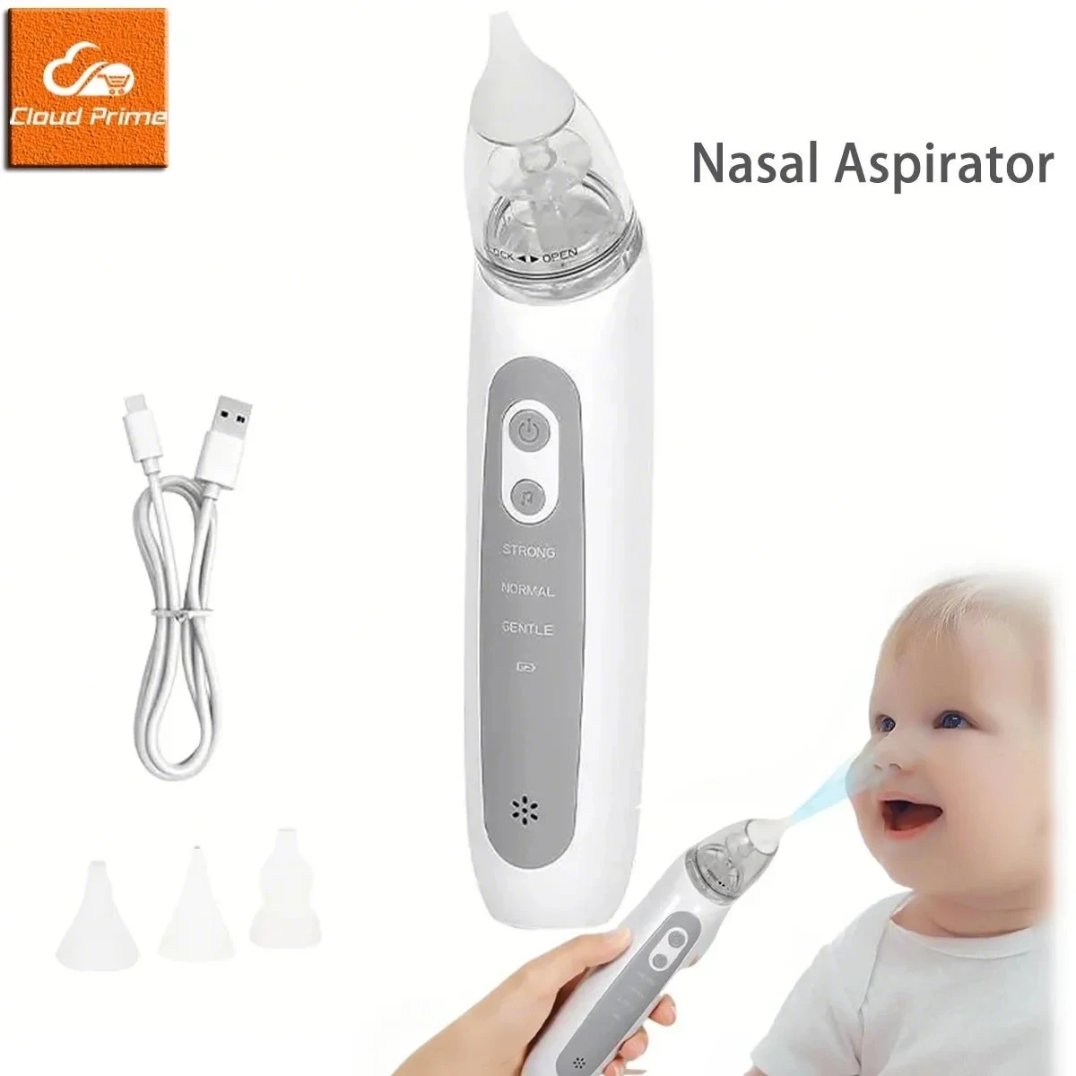 Nasal Aspirator Nasal Aspirator Baby Electric Nose Aspirator Automatic Nose Cleaner 3 Silicone Tips Adjustable Suctions Music Soothing