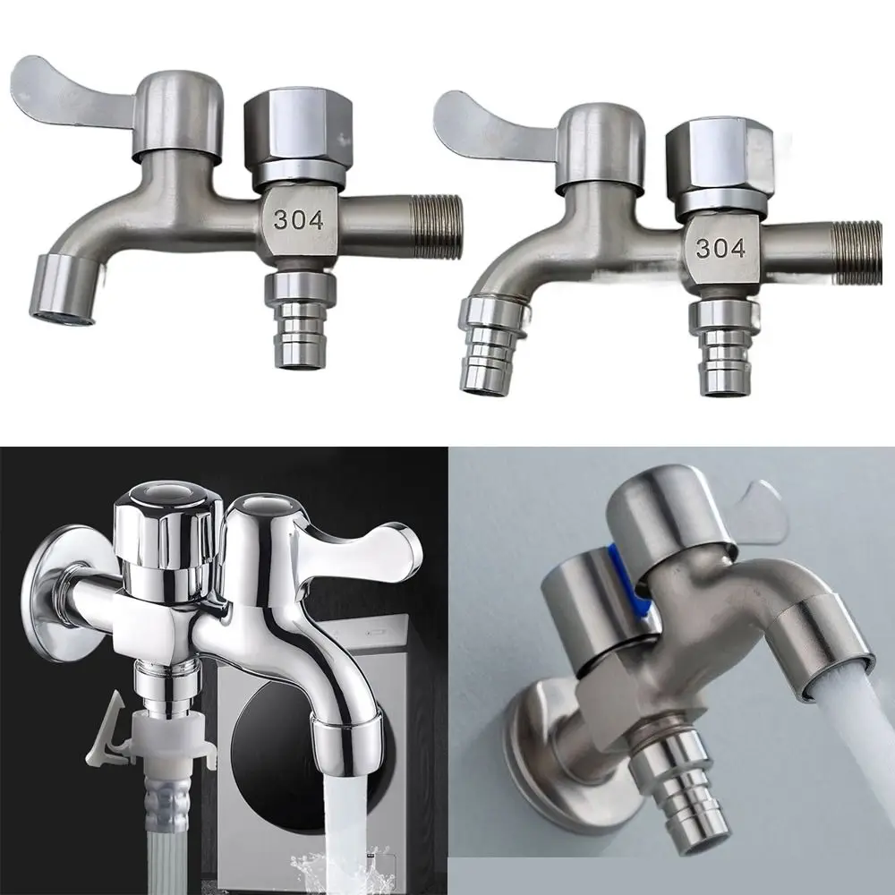 Garden Bibcocks Washing Machine Faucet Water Tap Faucet One-in-two-out Mop Pool Faucet Dual-water Tap Expansion Faucet for Washing Machine Outdoor Garden