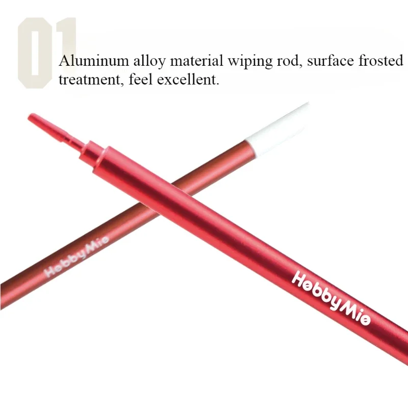 Colour Cleaning Sponge Swab Wipe Rod Inclined Head Metal Wipe Pen Model Cleaning Tool Red/Grey for Military Model Hobby Tool DIY
