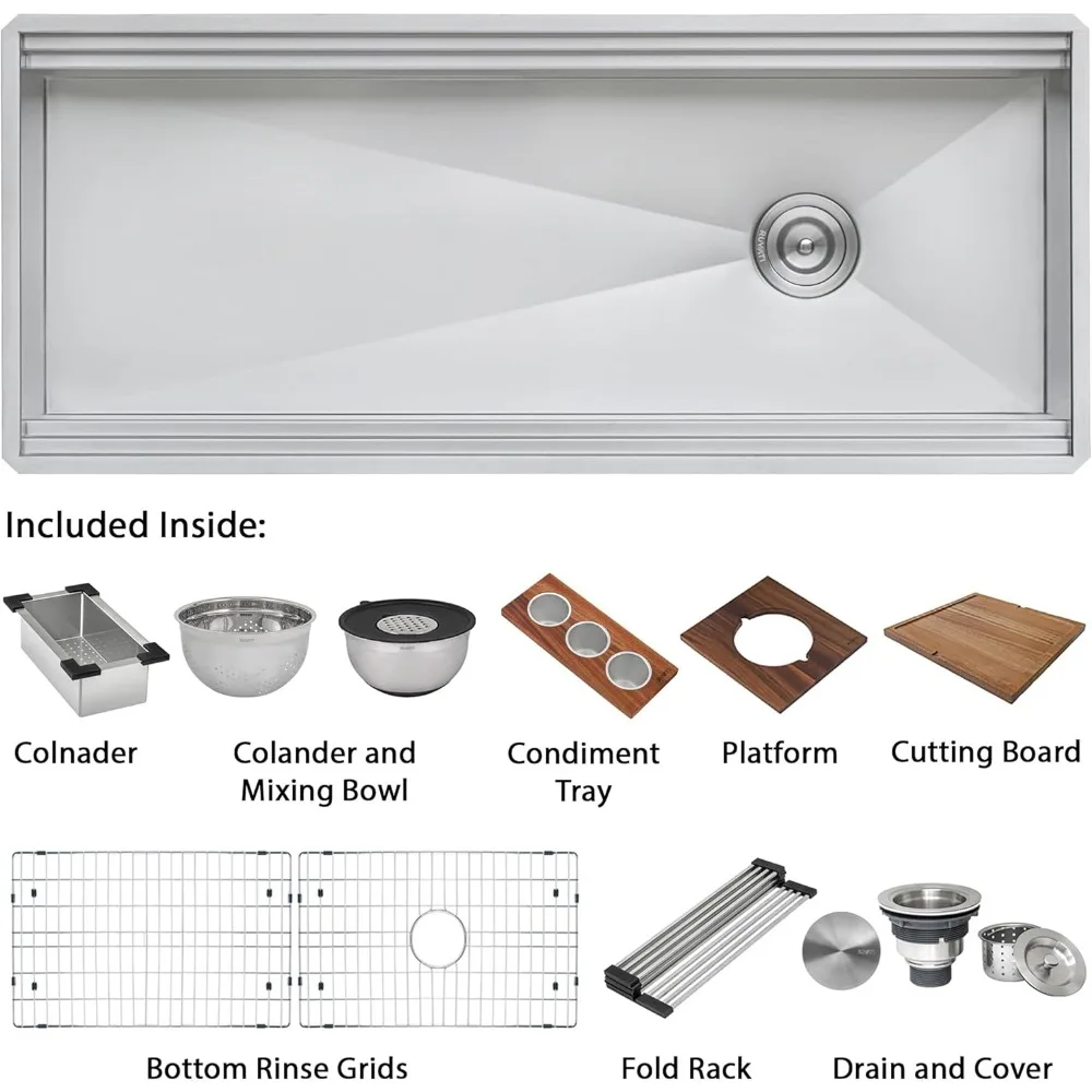 Silver kitchen sink 45-inch Workstation Ledge Kitchen Sink Undermount 16 Gauge Stainless Steel kitchen  sink  stainless 4