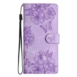 Elegant 3D Flower Leather Wallet Flip Case - Premium Phone Back Cover for Samsung A15 4G (5G) (PURPLE)