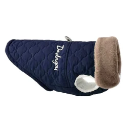Waterproof Fur Collar Winter Dog Jacket with Warm Fleece Lining - XXL (Blue)