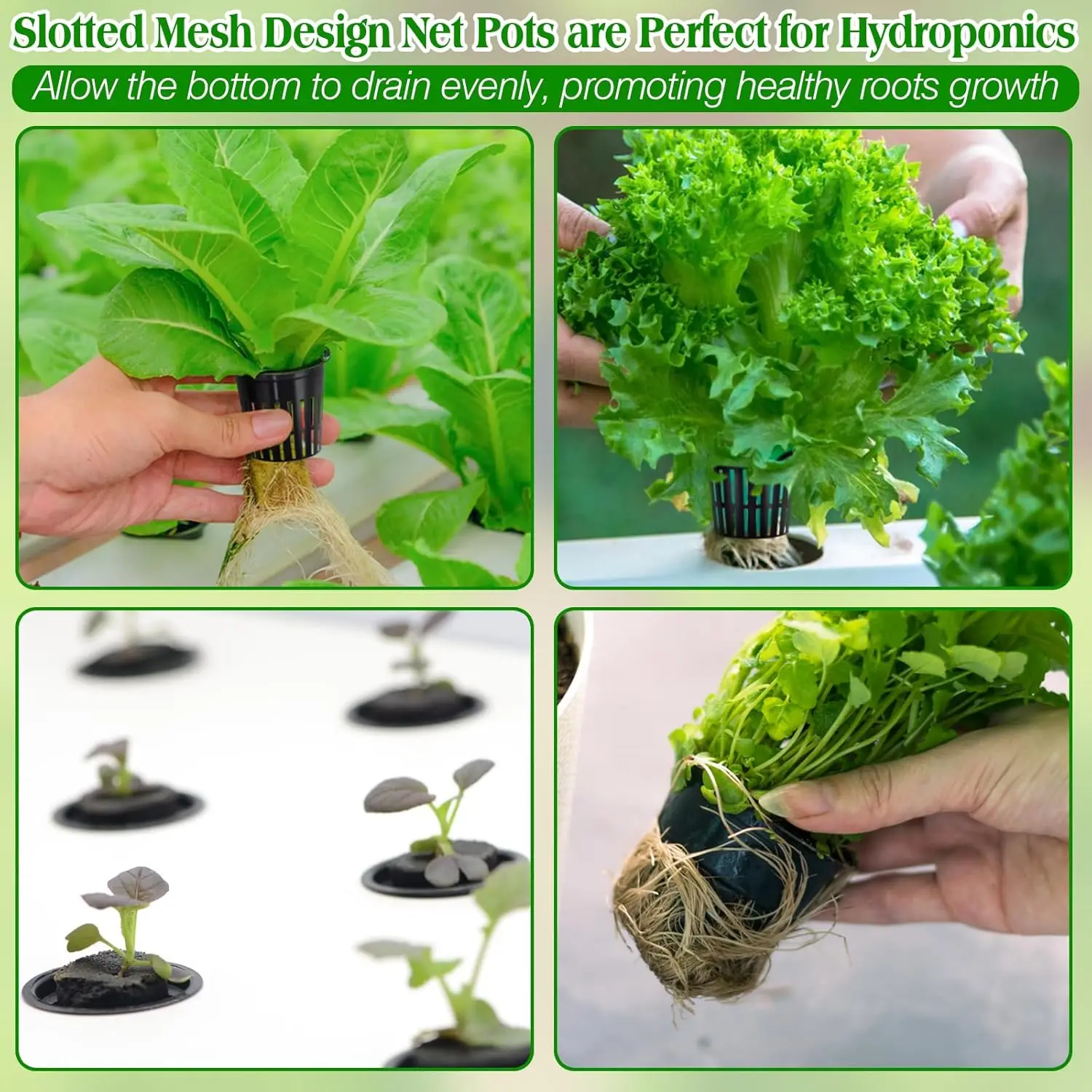 Garden Slotted Mesh Net Cups Plant Nursery Net Cups for Hydroponics Reusable Bucket Basket for Plants 25/50 Packs 2 Inch