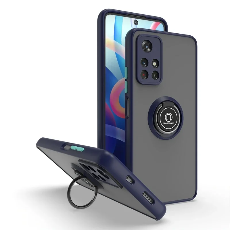 Shockproof Matte Case with Metal Ring Holder - Durable and Stylish Cover