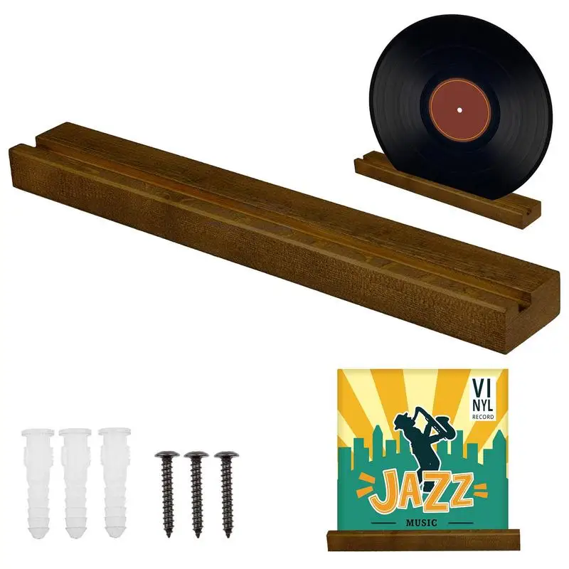 Solid Wood Vinyl Record Display Stand Wall Hanging Retro Storage Shelf LP Holder Gift For Music Lovers Players Accessories 5