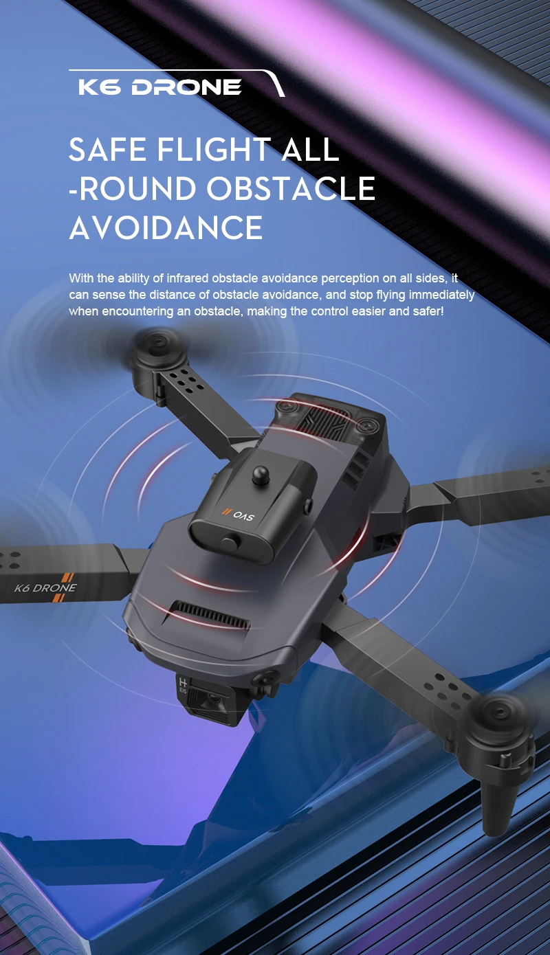 K6 Mini Drone, k6 drone safe flight all round obstacle avoidance 