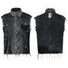 PUNK RAVE Men's Punk Daily Wear Decadent Broken Vest Distressed Turn Collar Casual Denim Waistcoat Streetwear 5