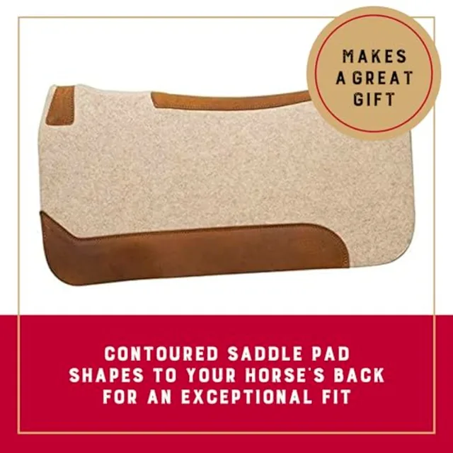 Western saddle pad for horse protection contoured wool blend felt tan shock absorbing and durable