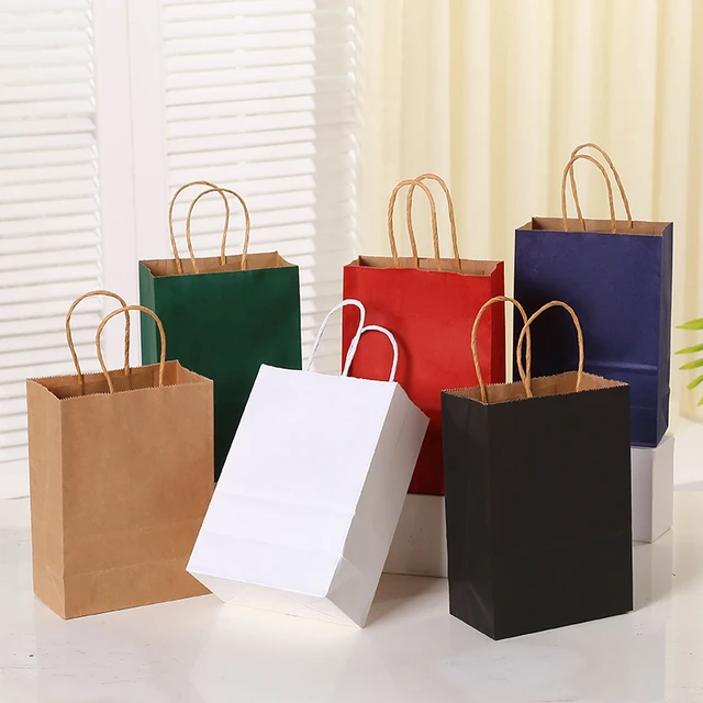 Brown Paper Bags Handles Wholesale  Brown Kraft Paper Bags Handles - 50pcs  Kraft - Aliexpress