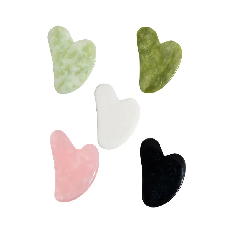 Tavola Raschiante Gua Sha Sottile In Giada A Forma Di Cuore 5 Colori Opzione Nero Bianco Verde Blu Giada Massaggio Facciale Massaggiatore Raschiante