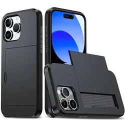 Slim Hard Protective Wallet Case with Card Holder Slot for iPhone 17 e 16e (Black)