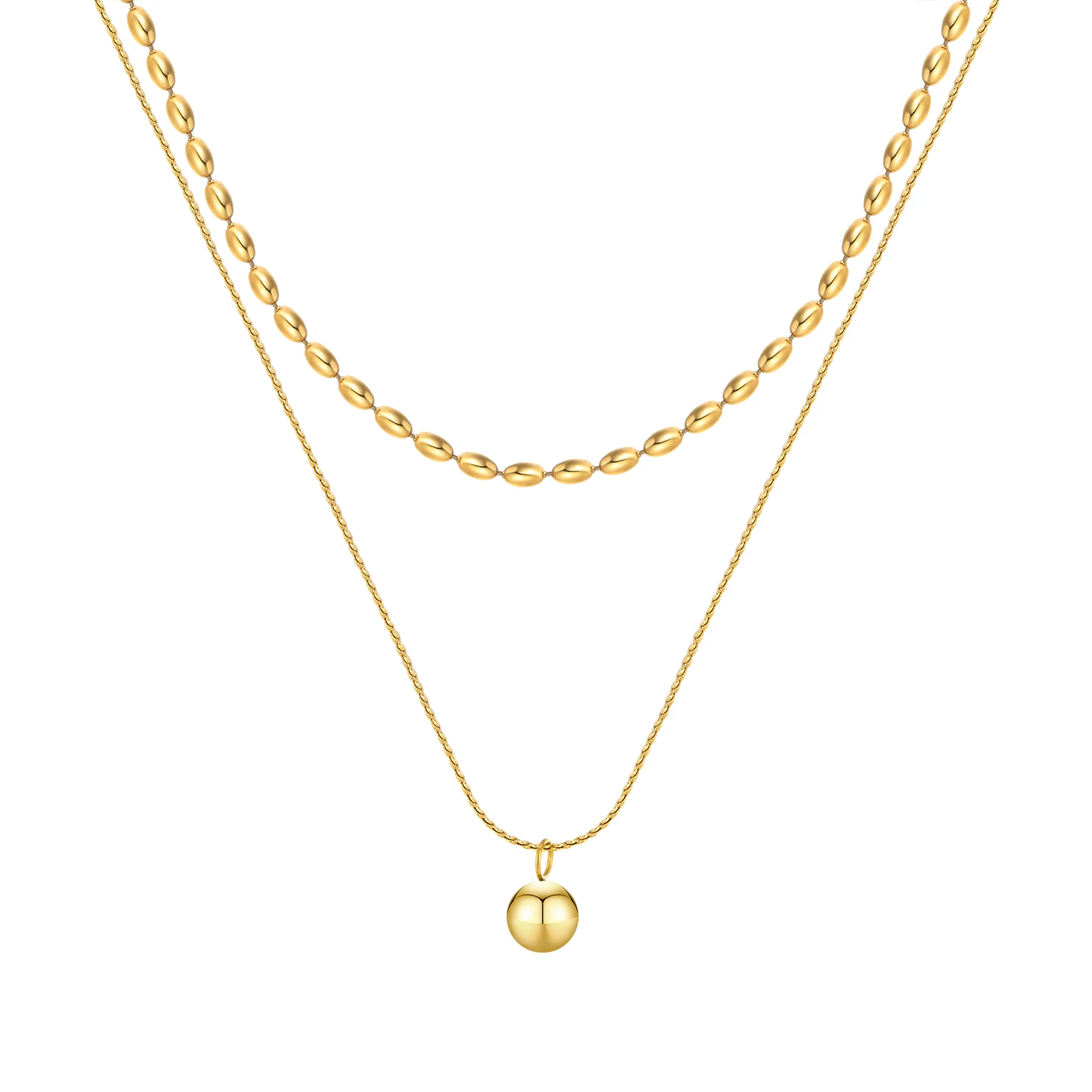 Collana a catena a strati con ciondolo a moneta immersa in oro
