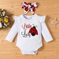 PatPat 3pcs Baby Girl Clothes New Born Overalls Newborn Baby Stuff Infant Long-sleeve Ladybug Romper Bowknot Headband Set 5