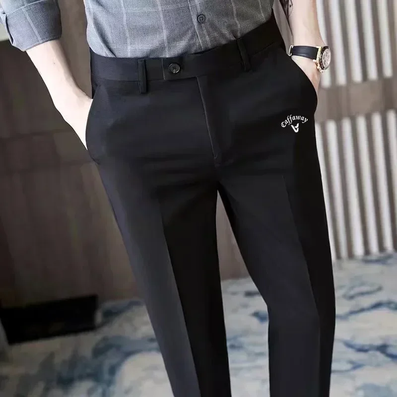 2024 Spring and Autumn Golf Pants Men's Top Casual Breathable Straight Crop Pants Business Edition