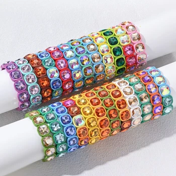 2024 New Design Winter Crystal Beads Bracelets Colorful Beads Elastic Bracelets For Women Handmade Bohemian Shiny Jewelry 1