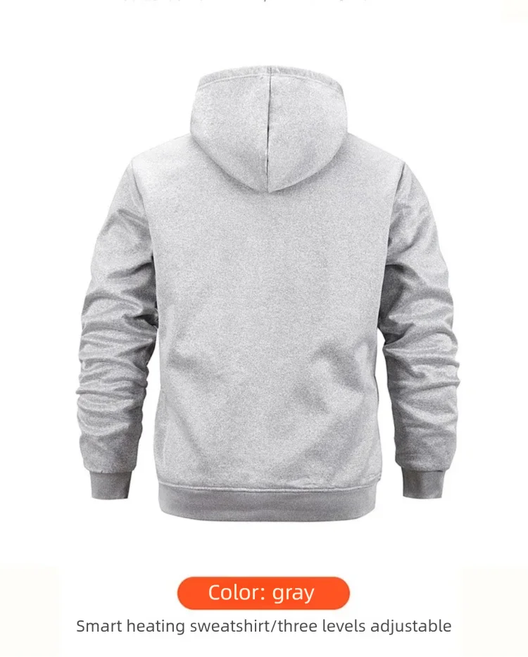 5-Zonen Beheizbare Kapuzenpullover für Herren, USB-beheizter Fleece-Sweatshirt, Unisex USB-Heiz-Sweatshirt, Outdoor-Sportbekleidung – Detail 14
