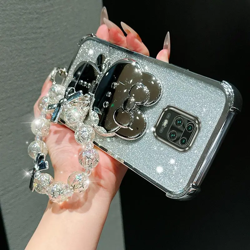 Cute Cat Bracket Lanyard Plating Phone Case Cover