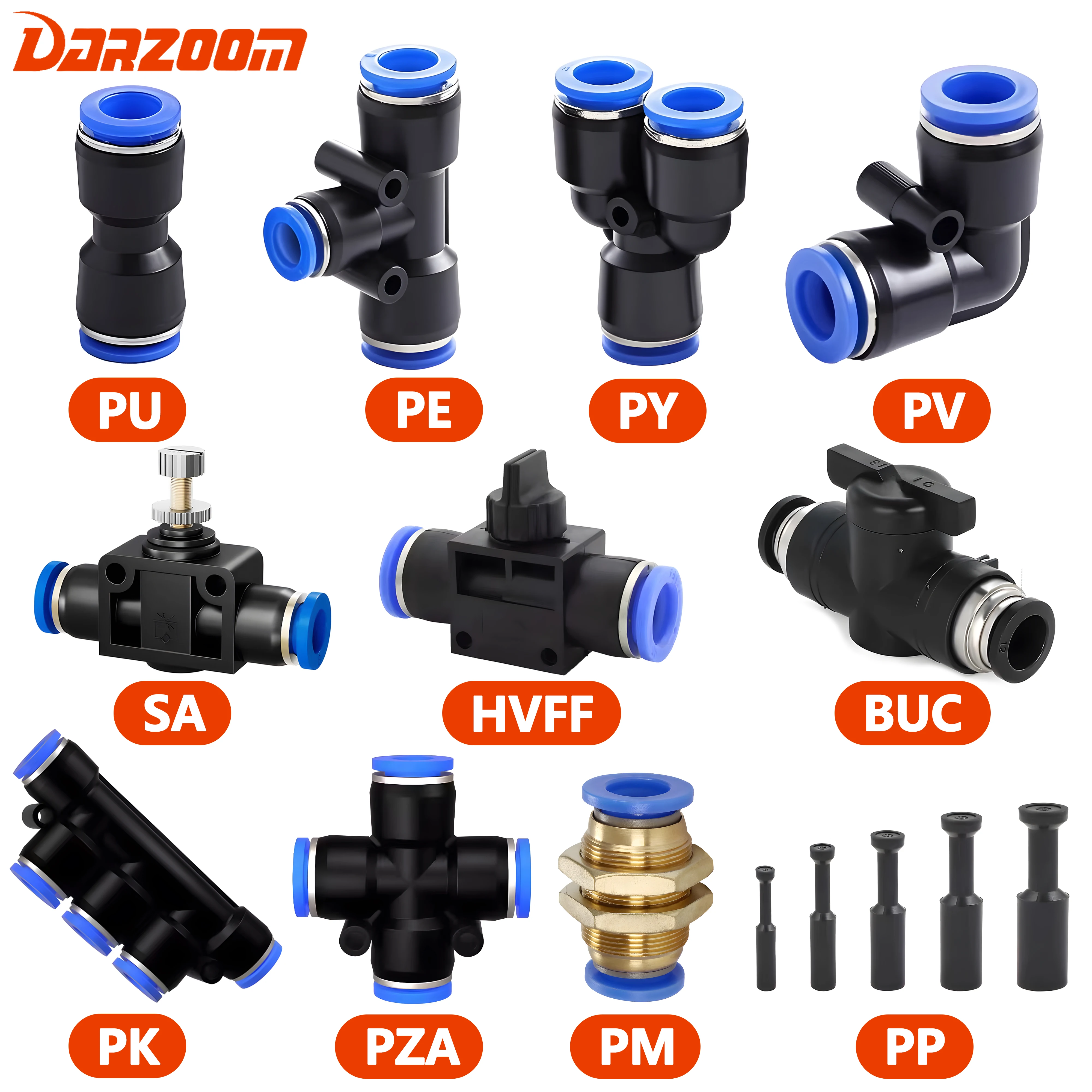 PNEUMATIC FITTING Tube Connector อุปกรณ์ Air Quick น้ําท่อ PUSH In ท่อ Quick Couping OD 4 มม.6 มม.8 มม.10 มม.12 มม.หลายประเภท 1