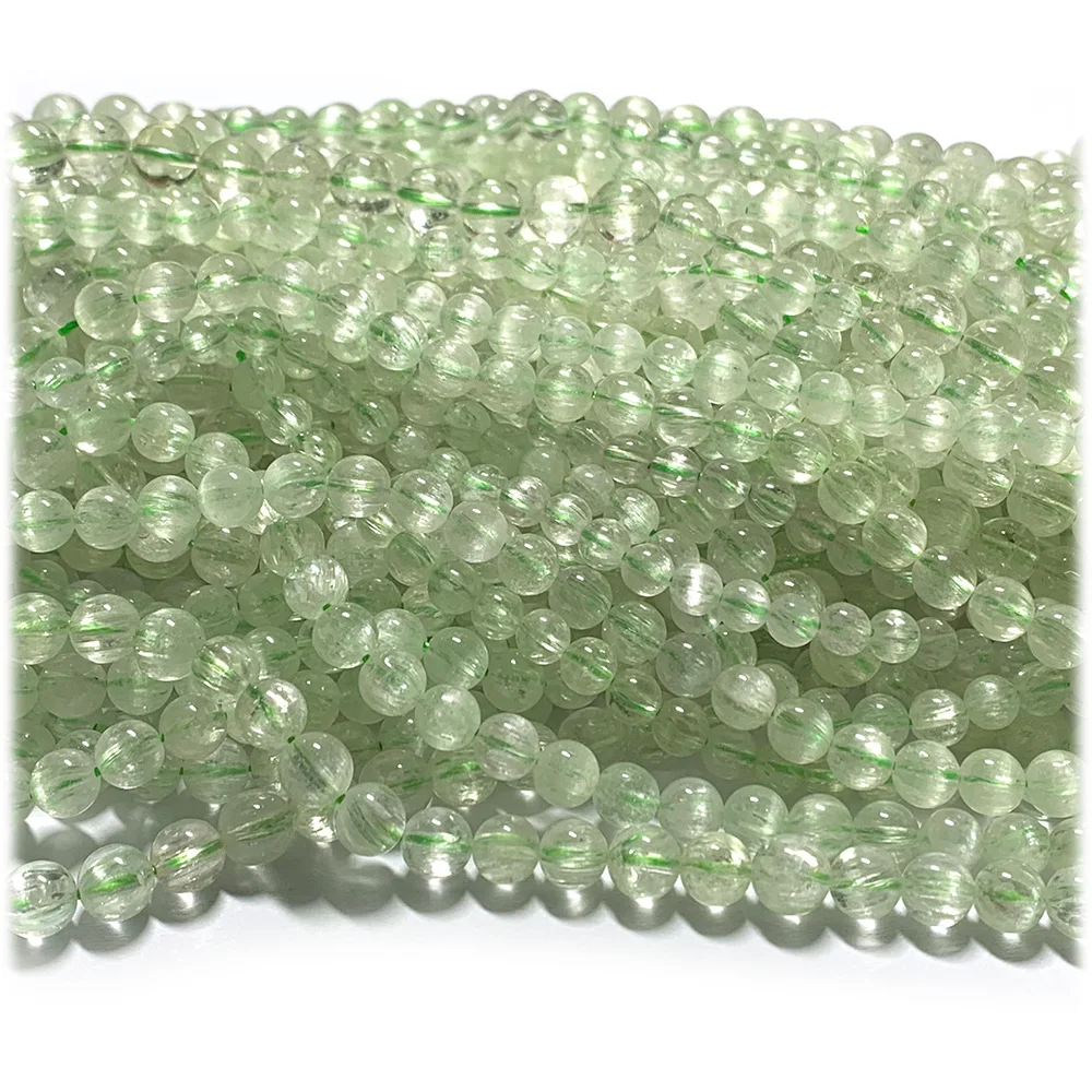Veemake Natural Green Kunzite Spodumene Hiddenite Round Loose Beads Gemstone 08300