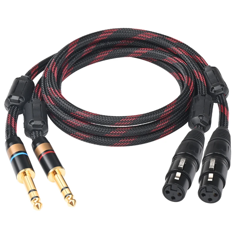 Premium High-Fidelity Dual 6.5mm to XLR Audio Cable with 6N OFC for Amplifiers and Sound Systems