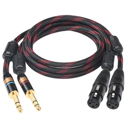 Premium High - Fidelity Dual 6.5mm to XLR Audio Cable with 6N OFC for Amplifiers and Sound Systems (Dual  to 2xlr female)